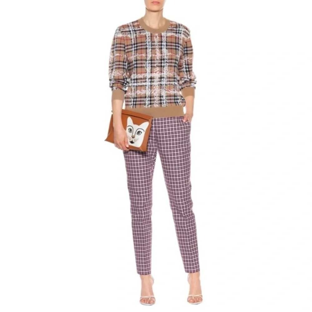 NWT Burberry Hanover Trousers Burgundy Plaid Check Slim Fit Pants Size 2 US